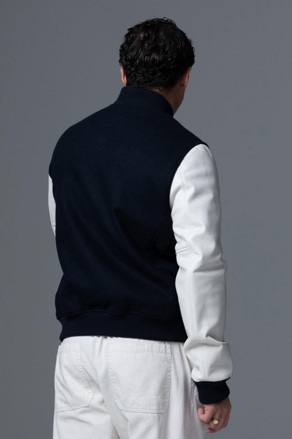 Navy and white varsity jacket - Image n°5