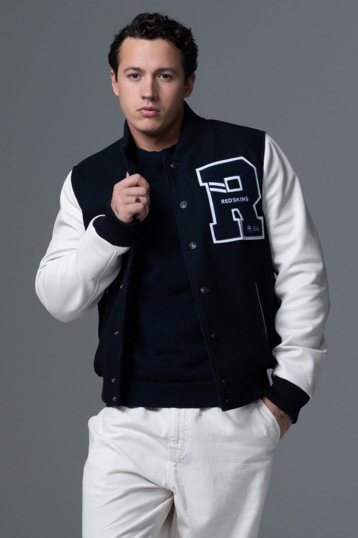 Navy and white varsity jacket - Image n°1