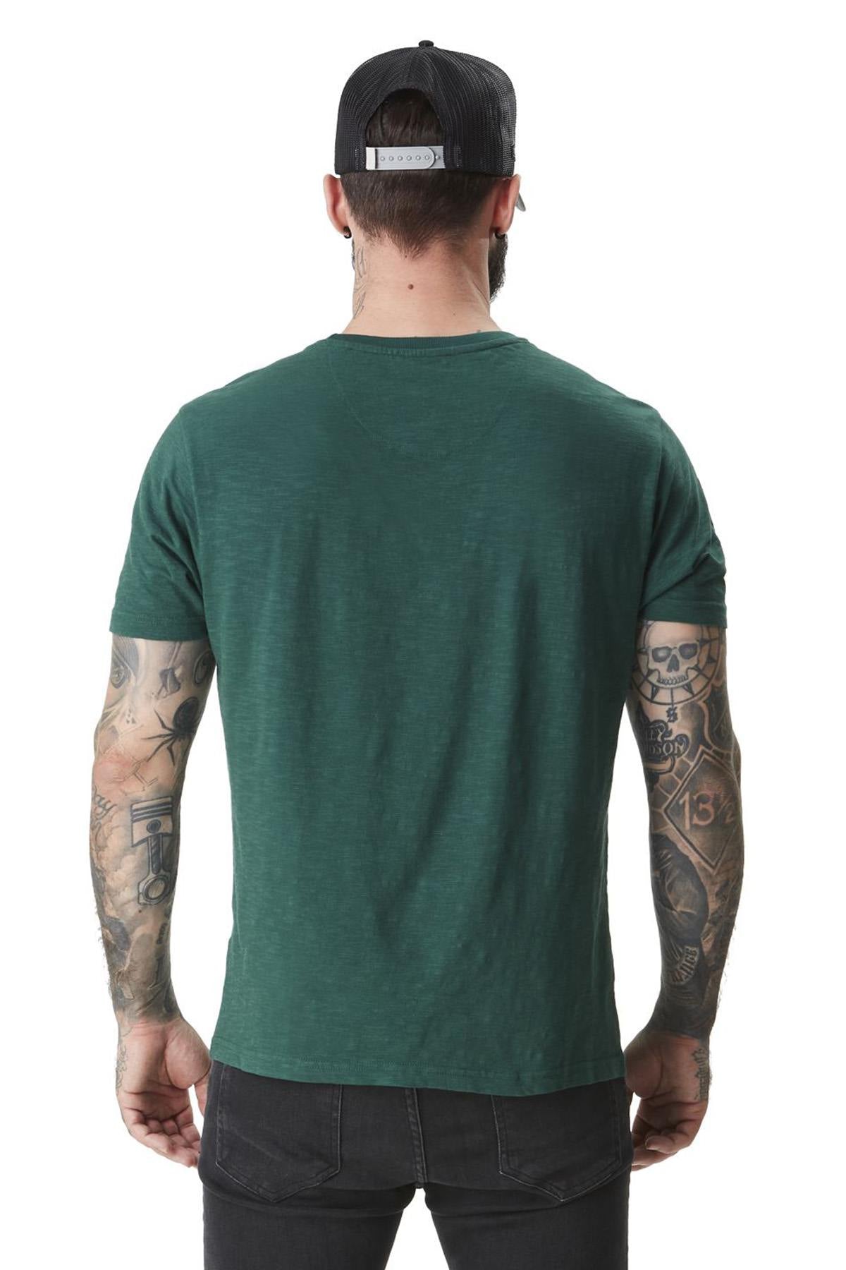 Green T-shirt with white print - Image n°3