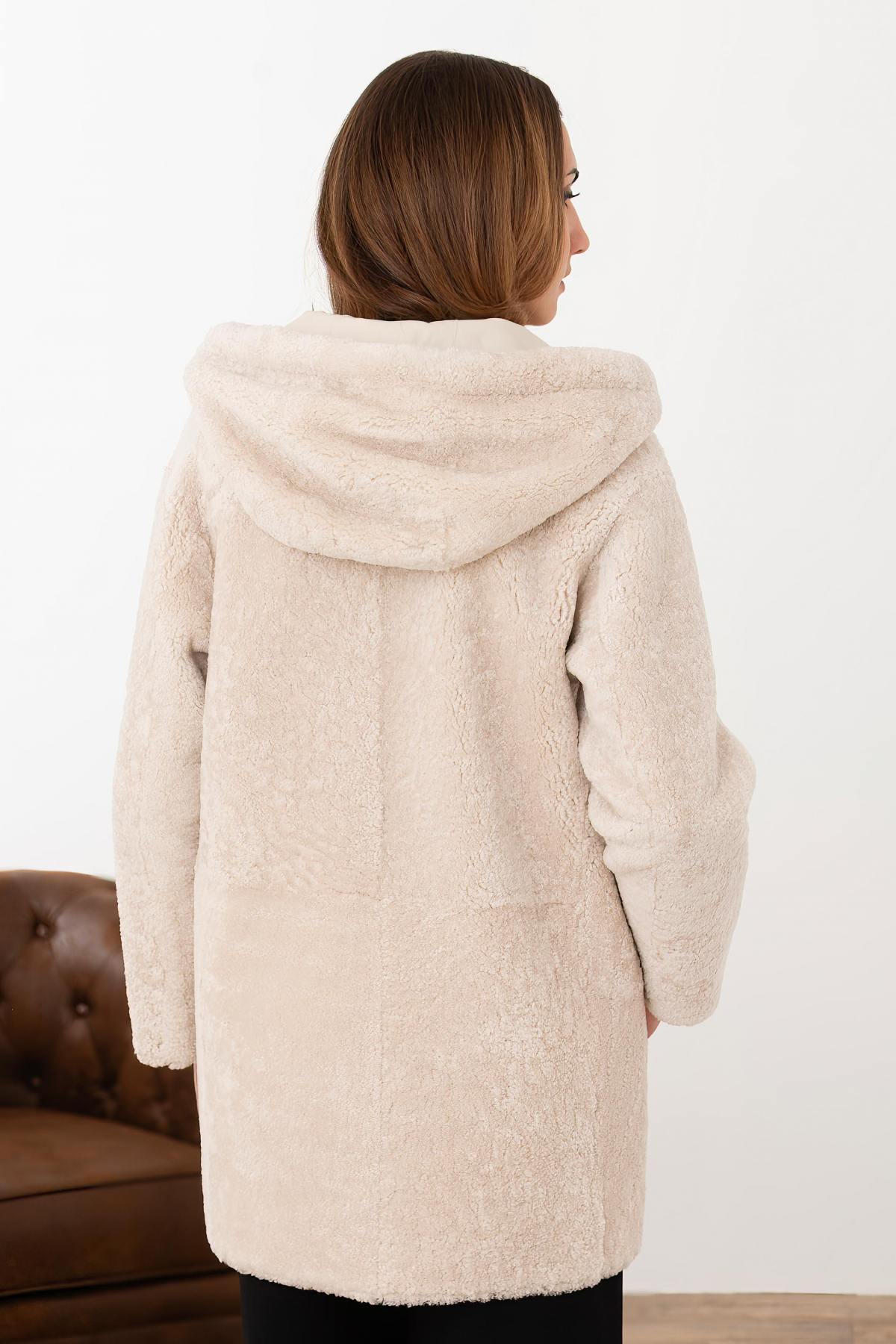 Women's ecru sheepskin jacket - Image n°3