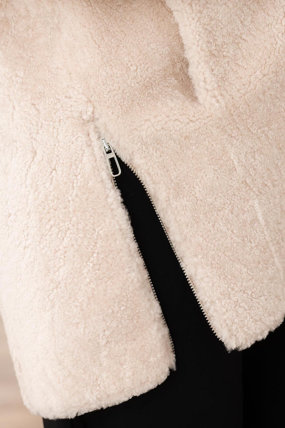 Women's ecru sheepskin jacket - Image n°7