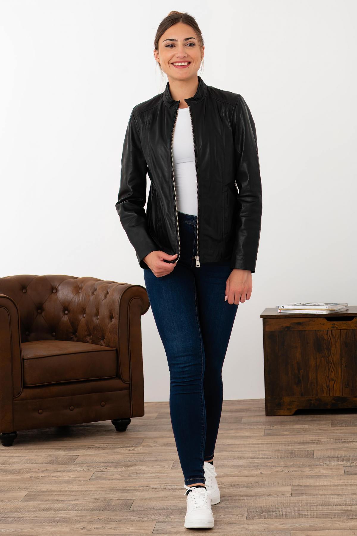 Black spencer type leather jacket - Image n°4