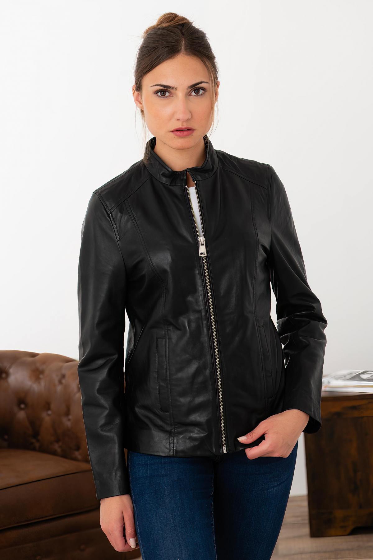 Black spencer type leather jacket - Image n°6