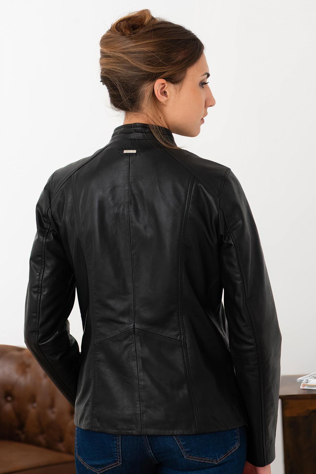 Black spencer type leather jacket - Image n°2