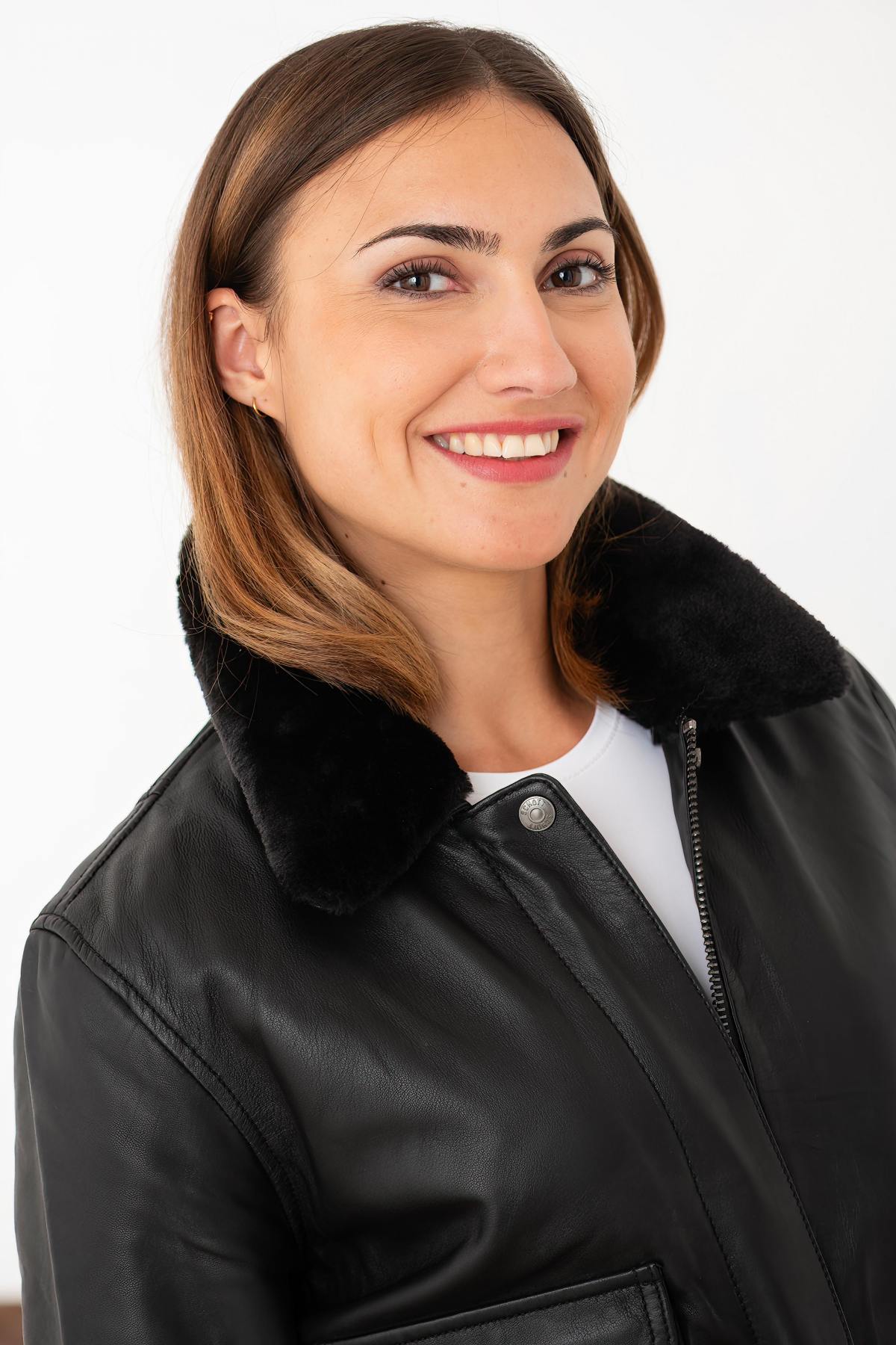 Women's Leather Bomber Jacket - Image n°8