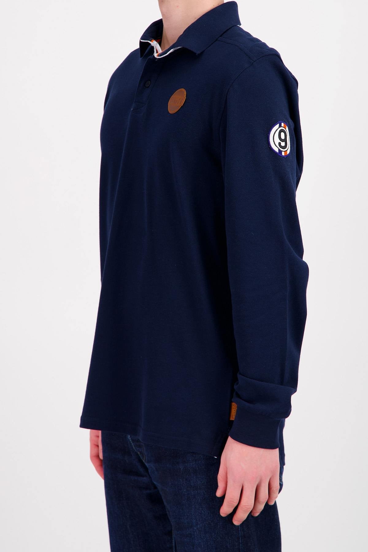 Navy blue long sleeve polo shirt - Image n°5