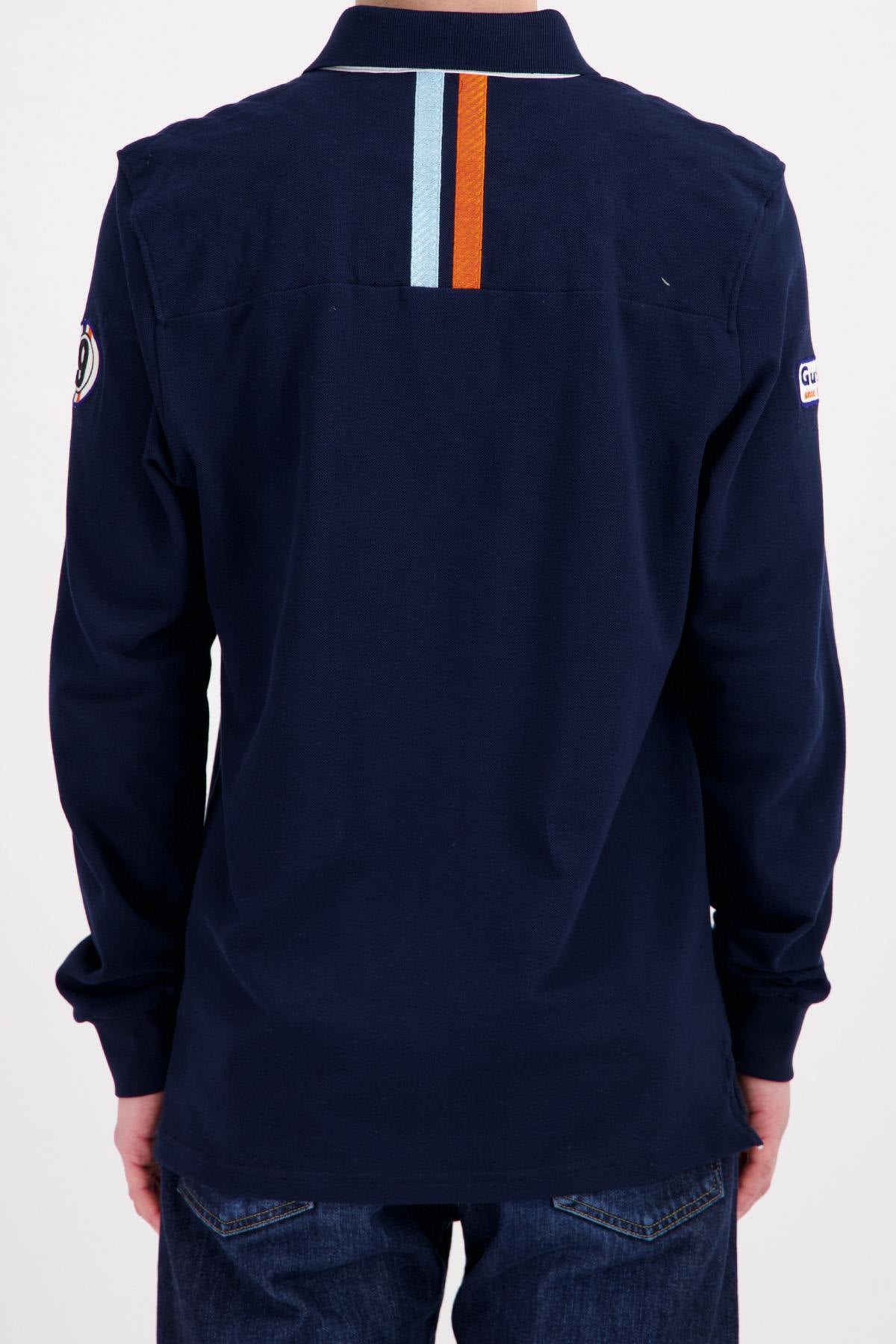 Navy blue long sleeve polo shirt - Image n°2