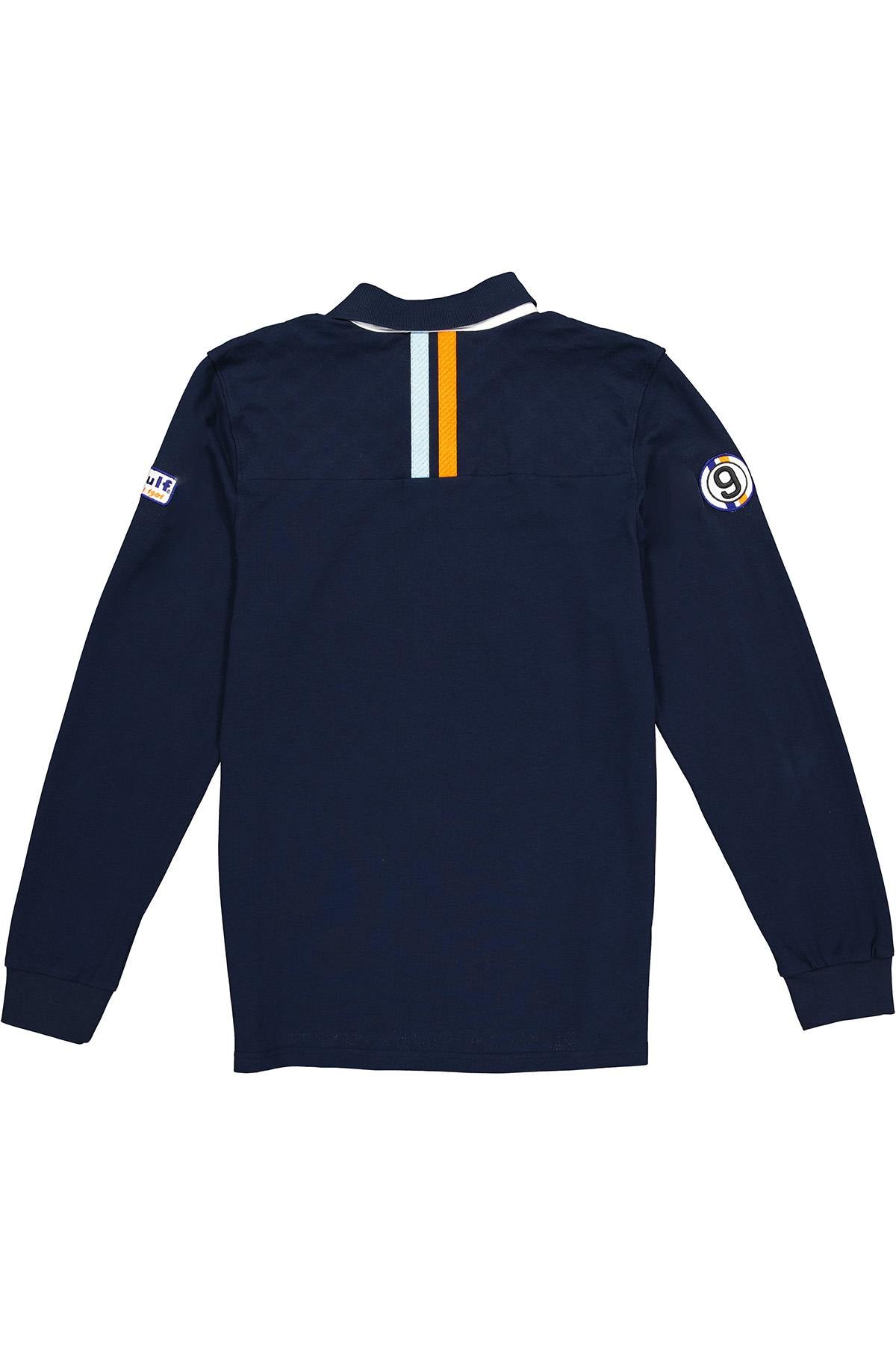 Navy blue long sleeve polo shirt - Image n°7