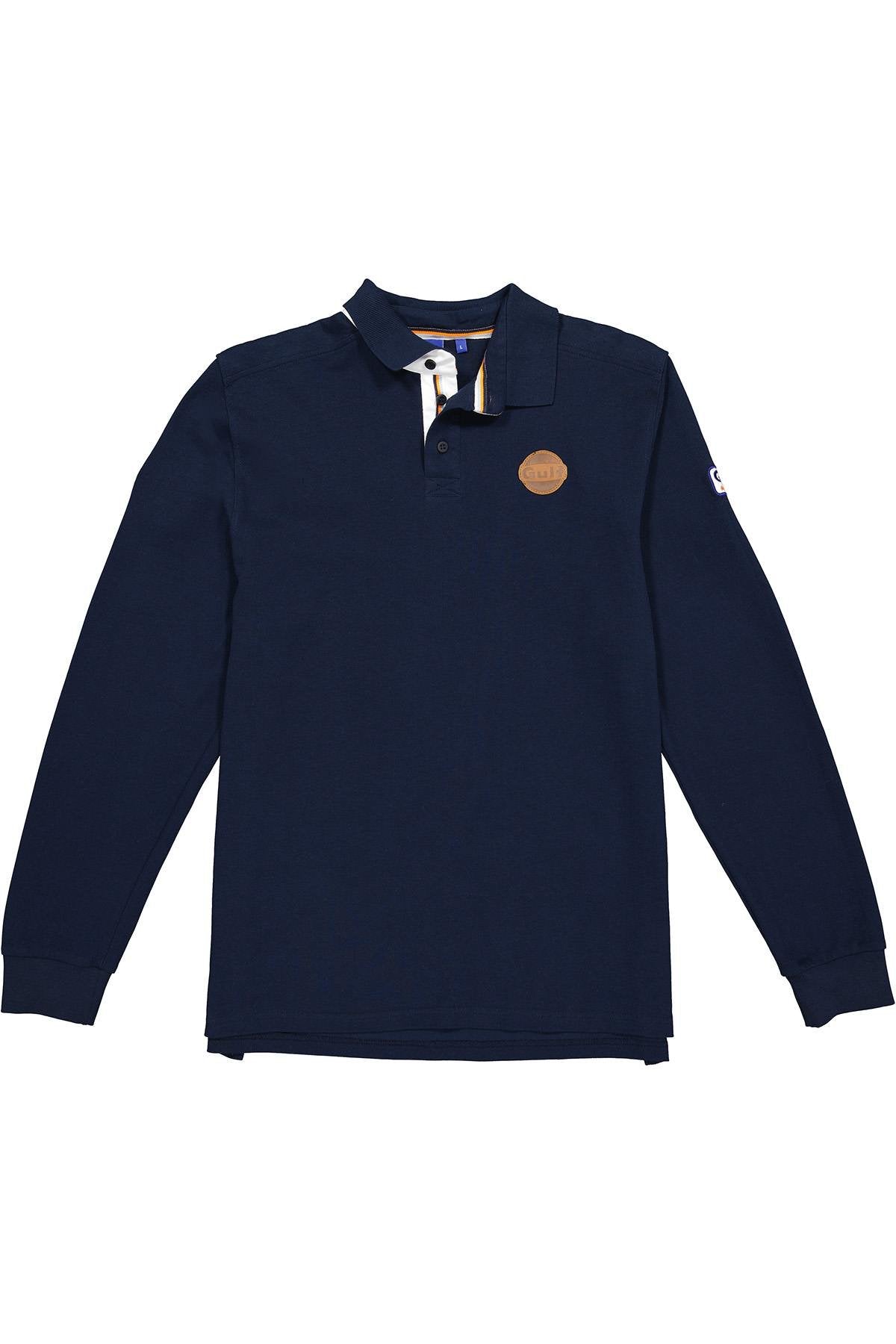 Navy blue long sleeve polo shirt - Image n°6