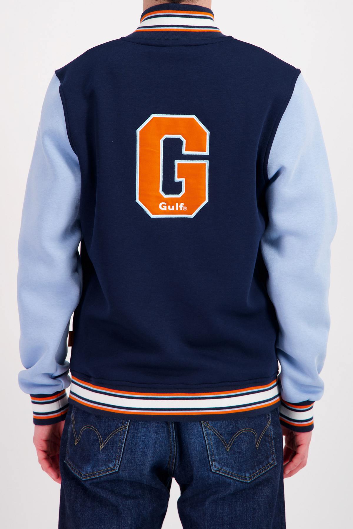 Gulf Blue Textile Teddy Varsity Jacket - Image n°2