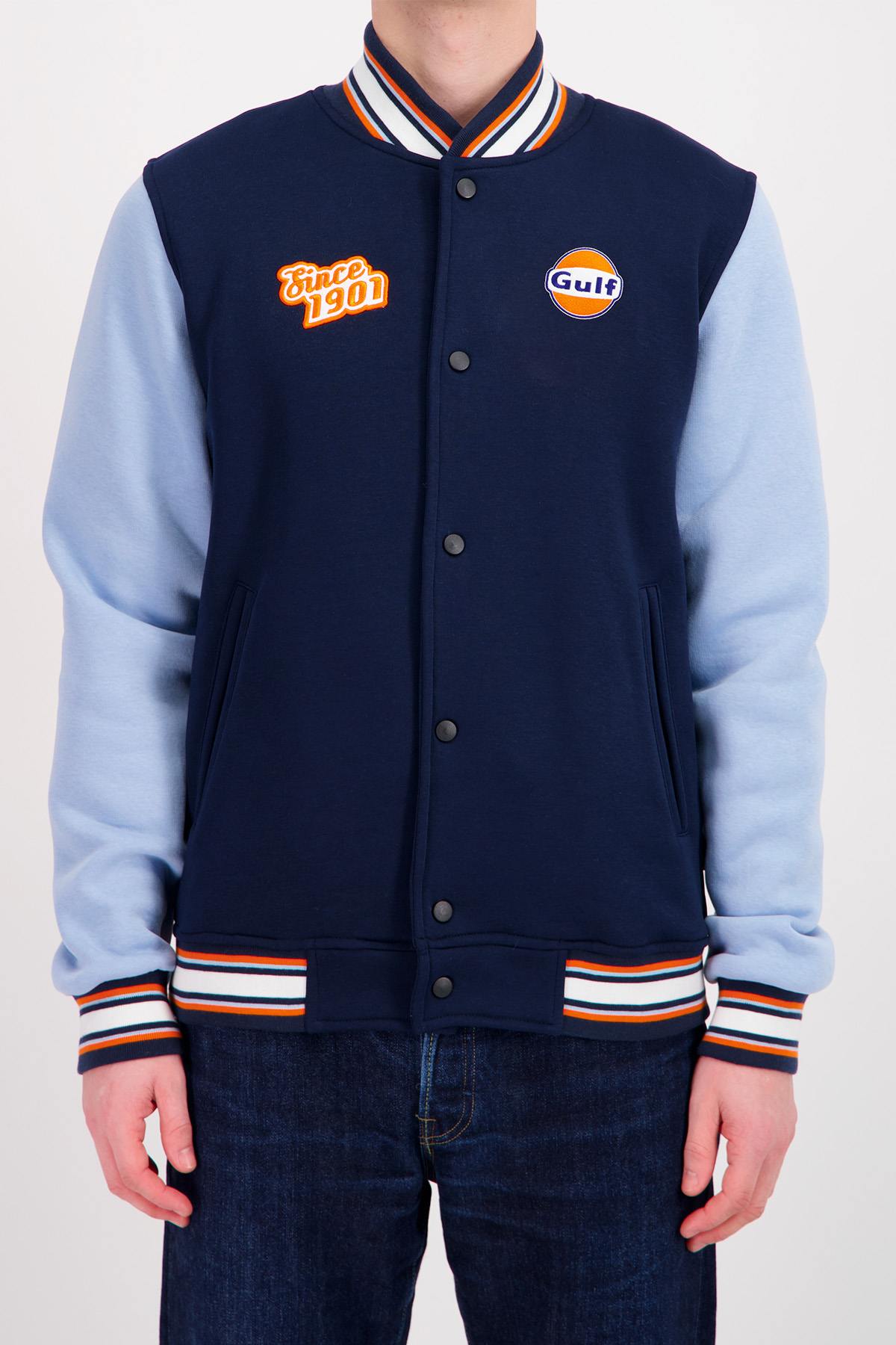 Gulf Blue Textile Teddy Varsity Jacket - Image n°4