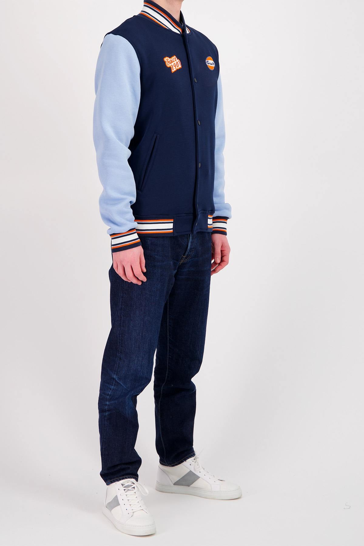 Gulf Blue Textile Teddy Varsity Jacket - Image n°5