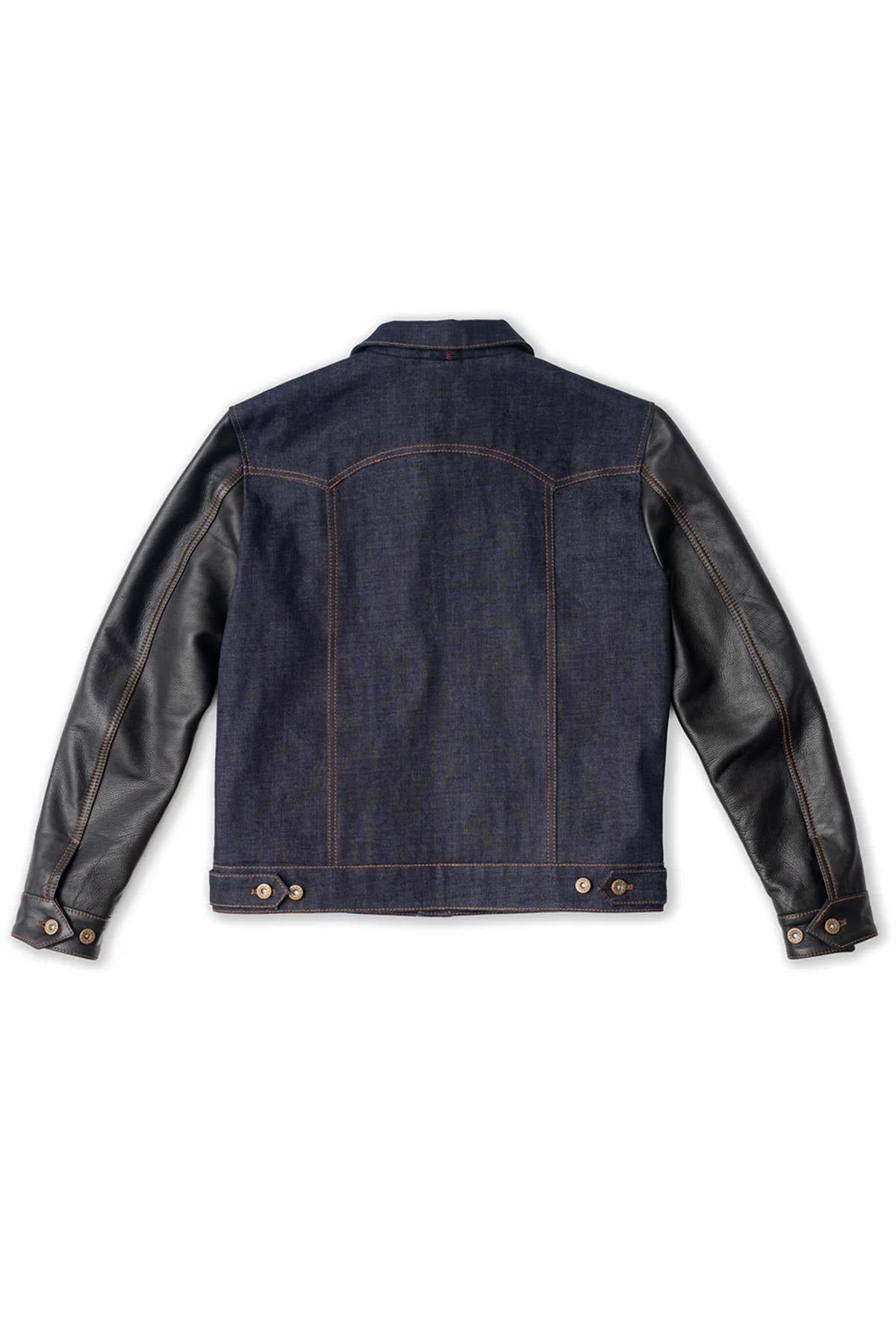 Retro denim and cowhide leather jacket - Image n°12