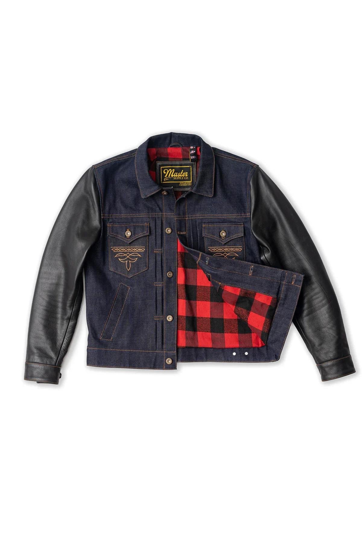 Retro denim and cowhide leather jacket - Image n°11