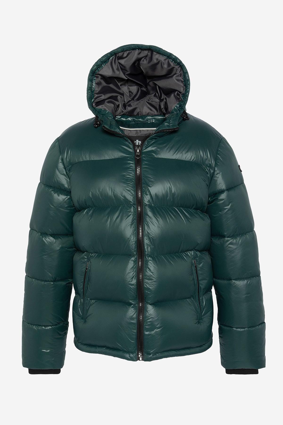 Forest Green Nylon Quilted Down Jacket - Image n°6