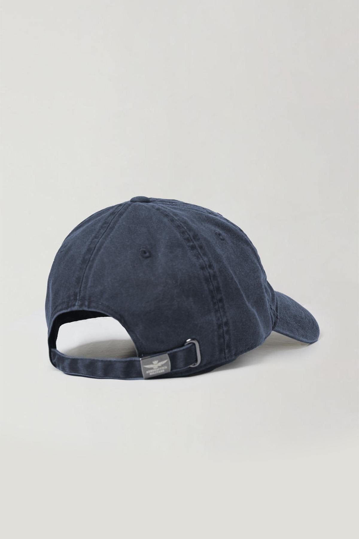 Navy blue cotton cap with denim effect - Image n°2