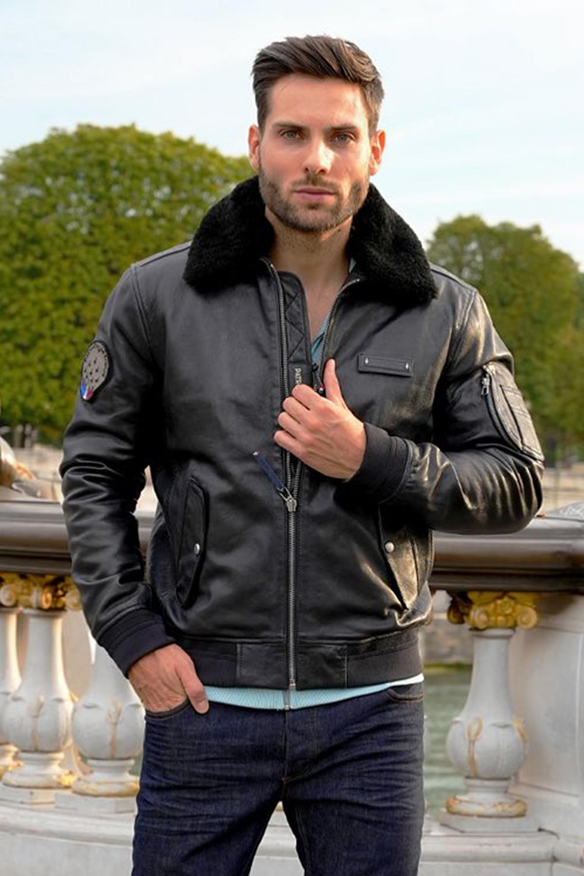 Men's black 70 years patrol de France bomber jacket - Image n°3