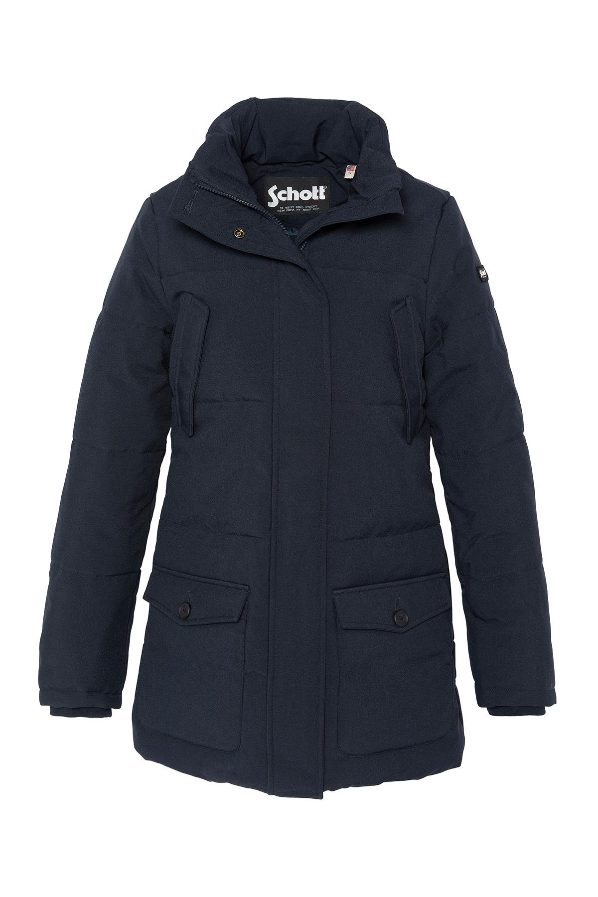 Navy blue long parka with removable hood - Image n°5