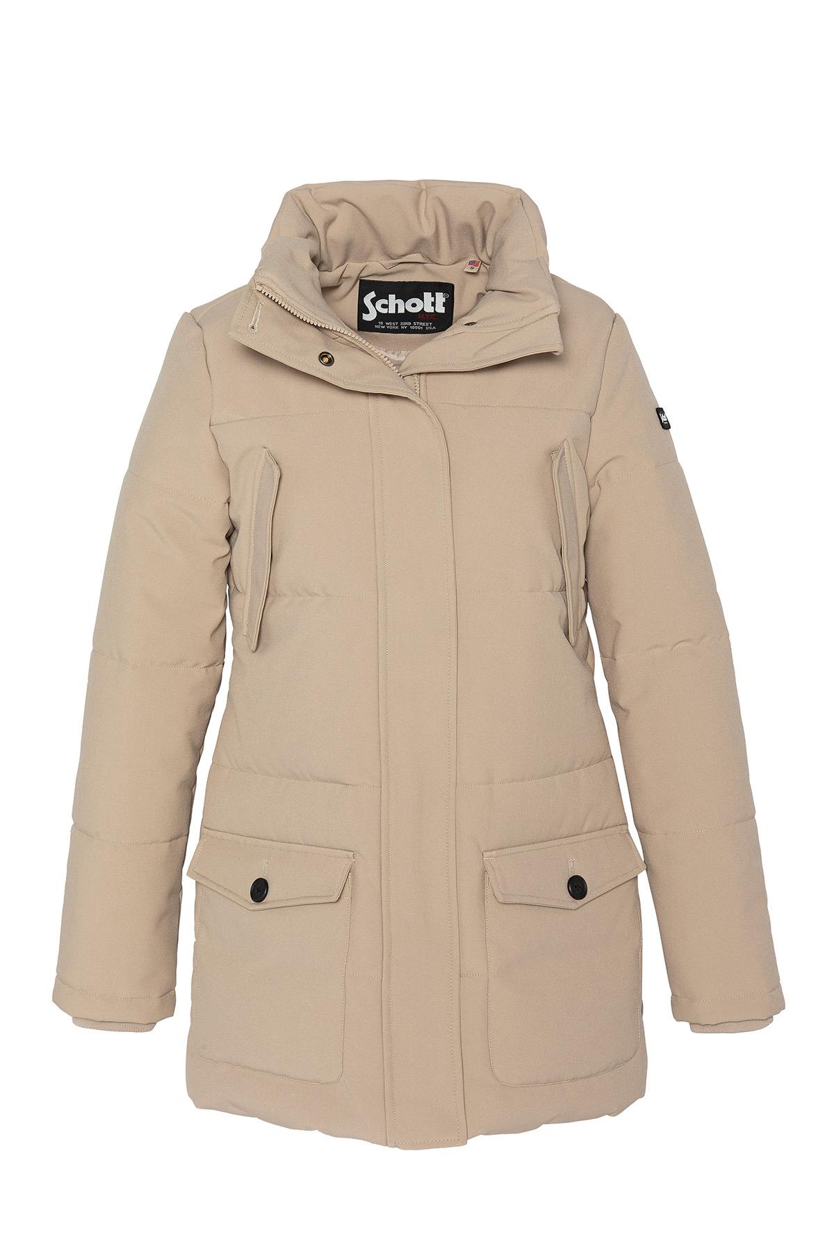 Long parka with removable beige hood - Image n°5