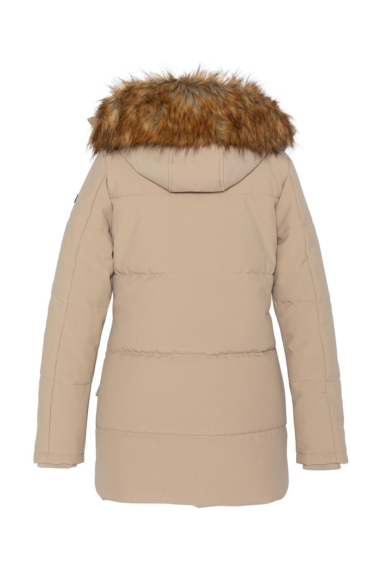 Long parka with removable beige hood - Image n°2