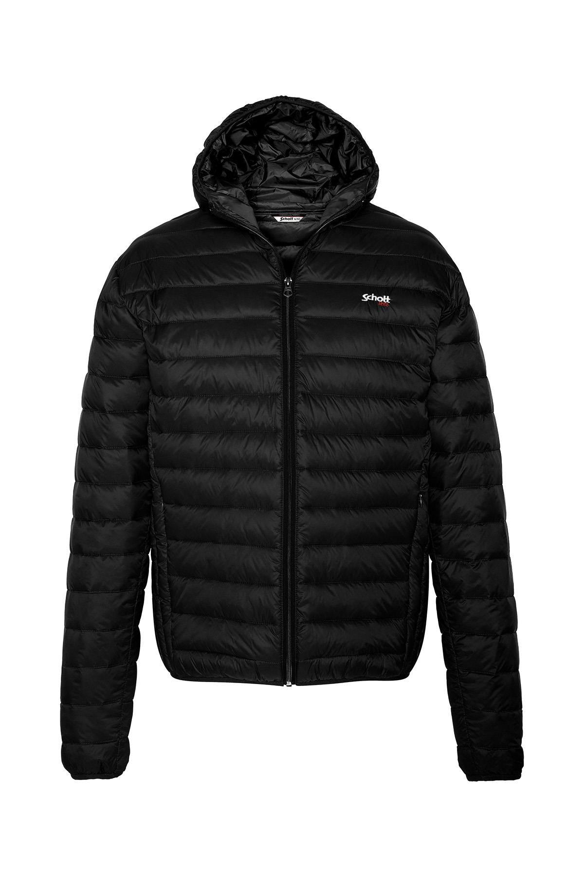 Black nylon quilted down jacket - Image n°1