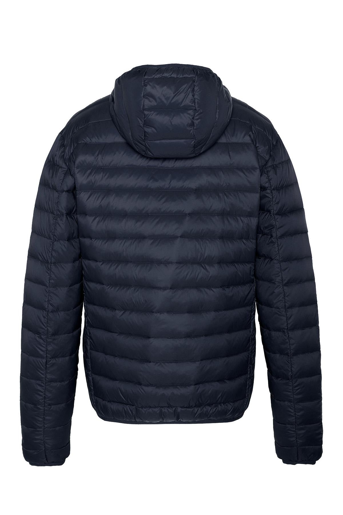 Navy blue nylon quilted down jacket - Image n°2