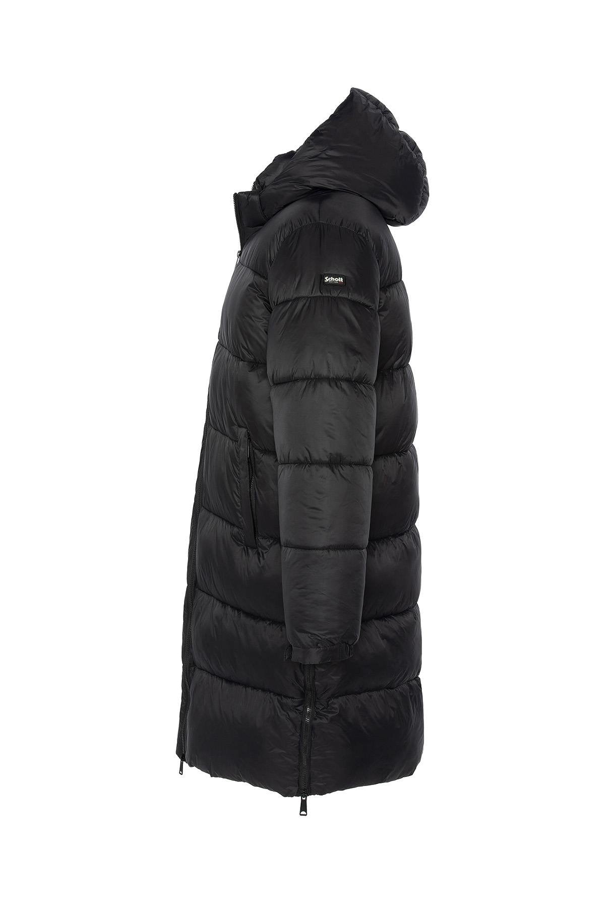 Black long down jacket in recycled nylon - Image n°4