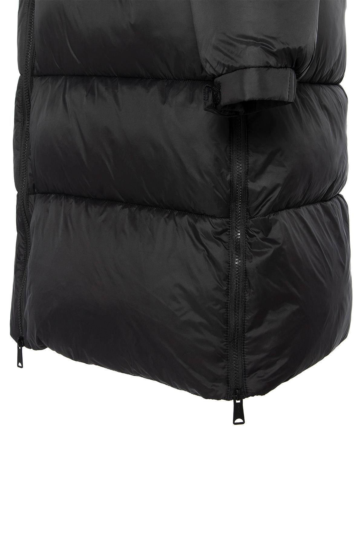 Black long down jacket in recycled nylon - Image n°3