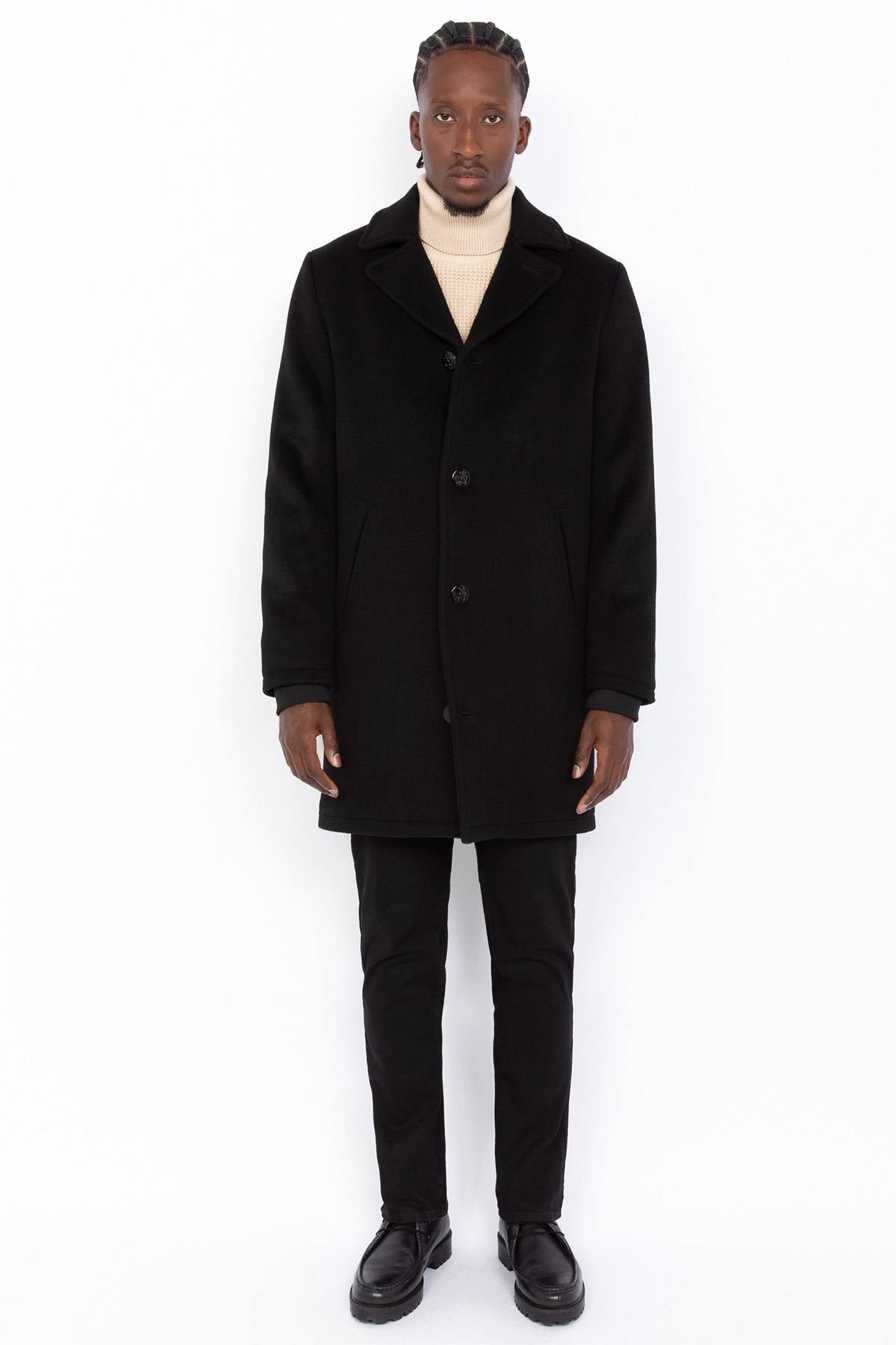 Black long buttoned coat - Image n°3