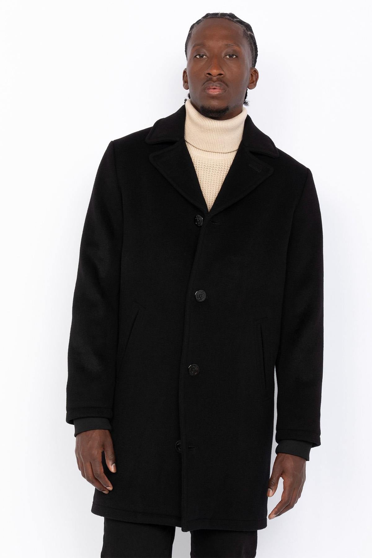 Black long buttoned coat - Image n°1