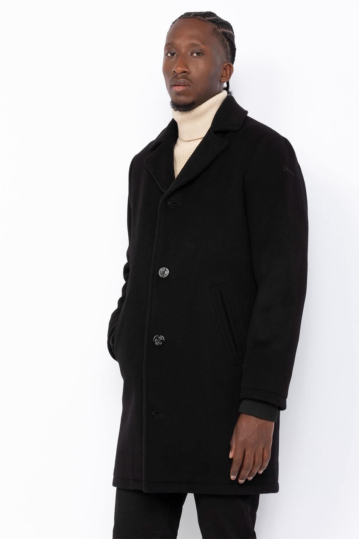 Black long buttoned coat - Image n°2