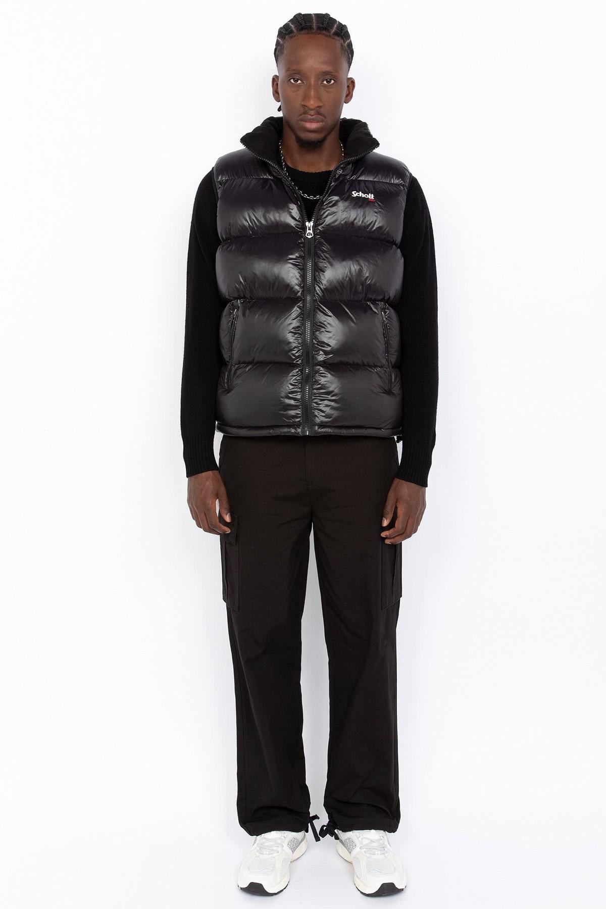 Black nylon sleeveless down jacket - Image n°2