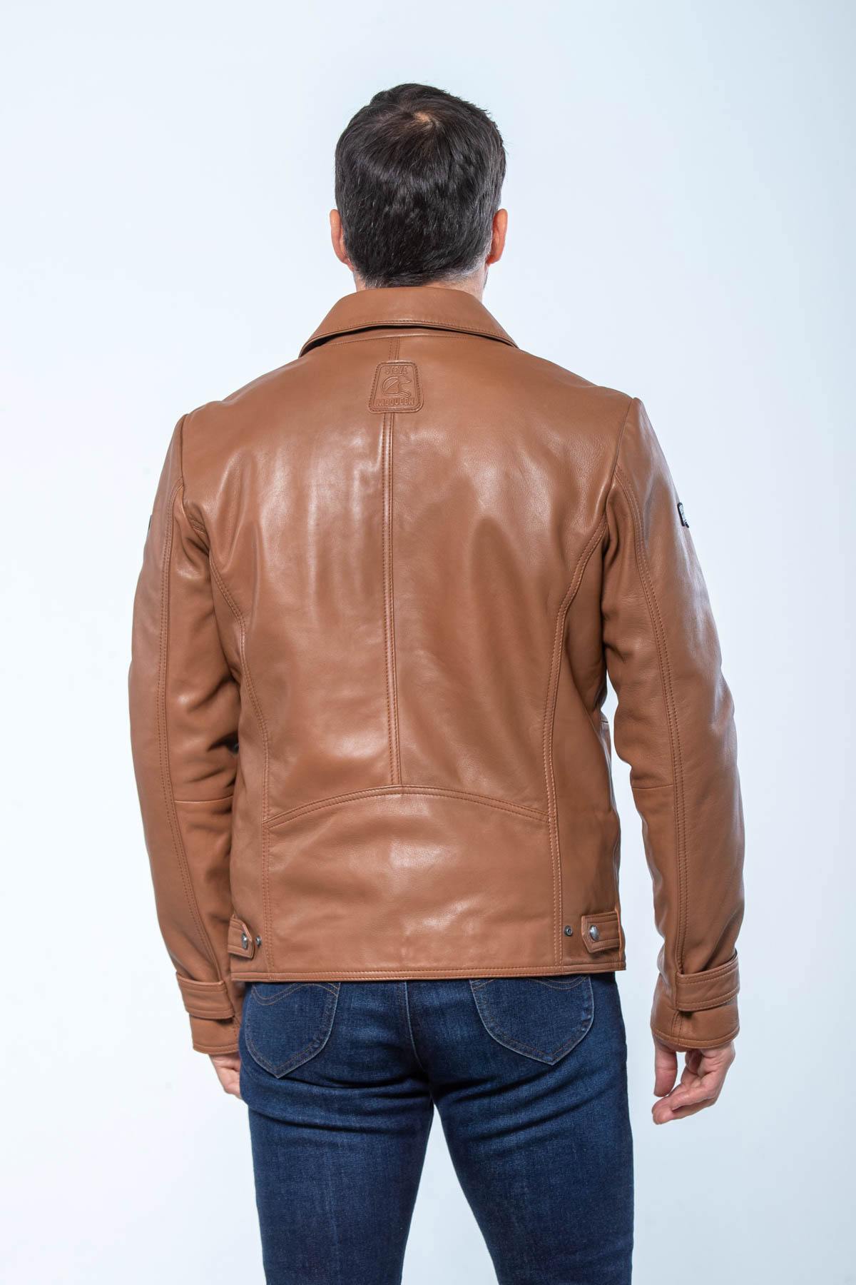 McQueen brown leather shirt collar jacket - Image n°4