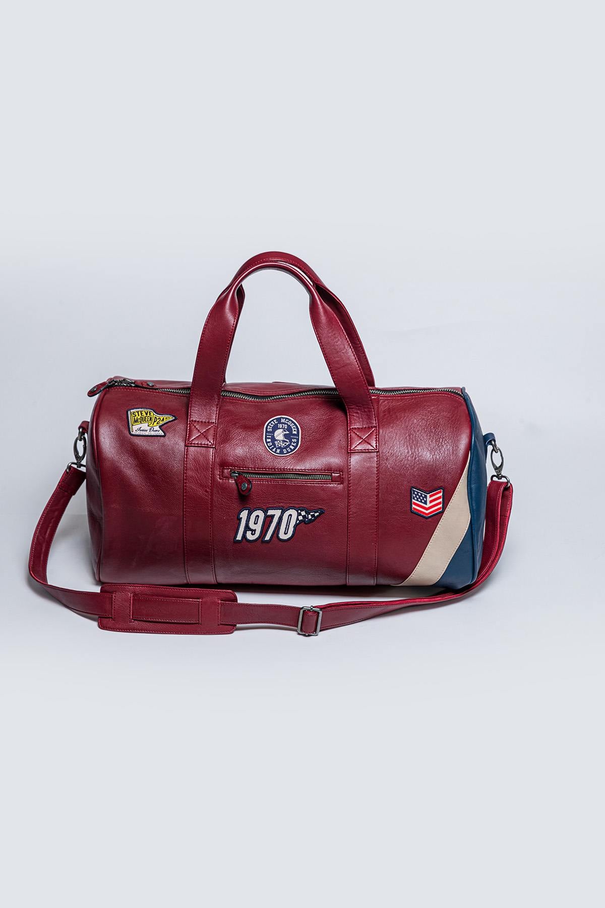 Red leather sports bag Steve McQueen 1970 - Image n°3