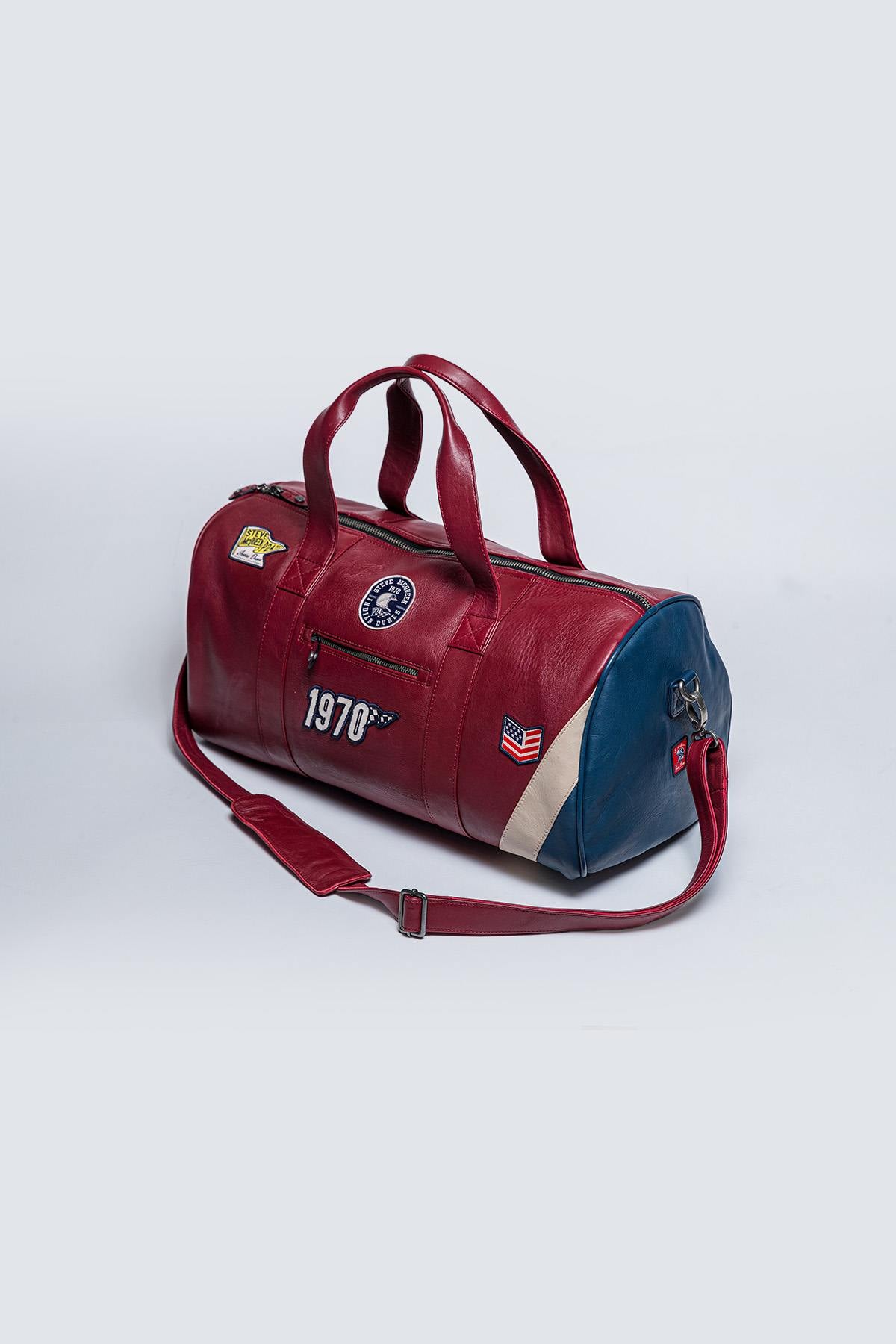 Red leather sports bag Steve McQueen 1970 - Image n°2