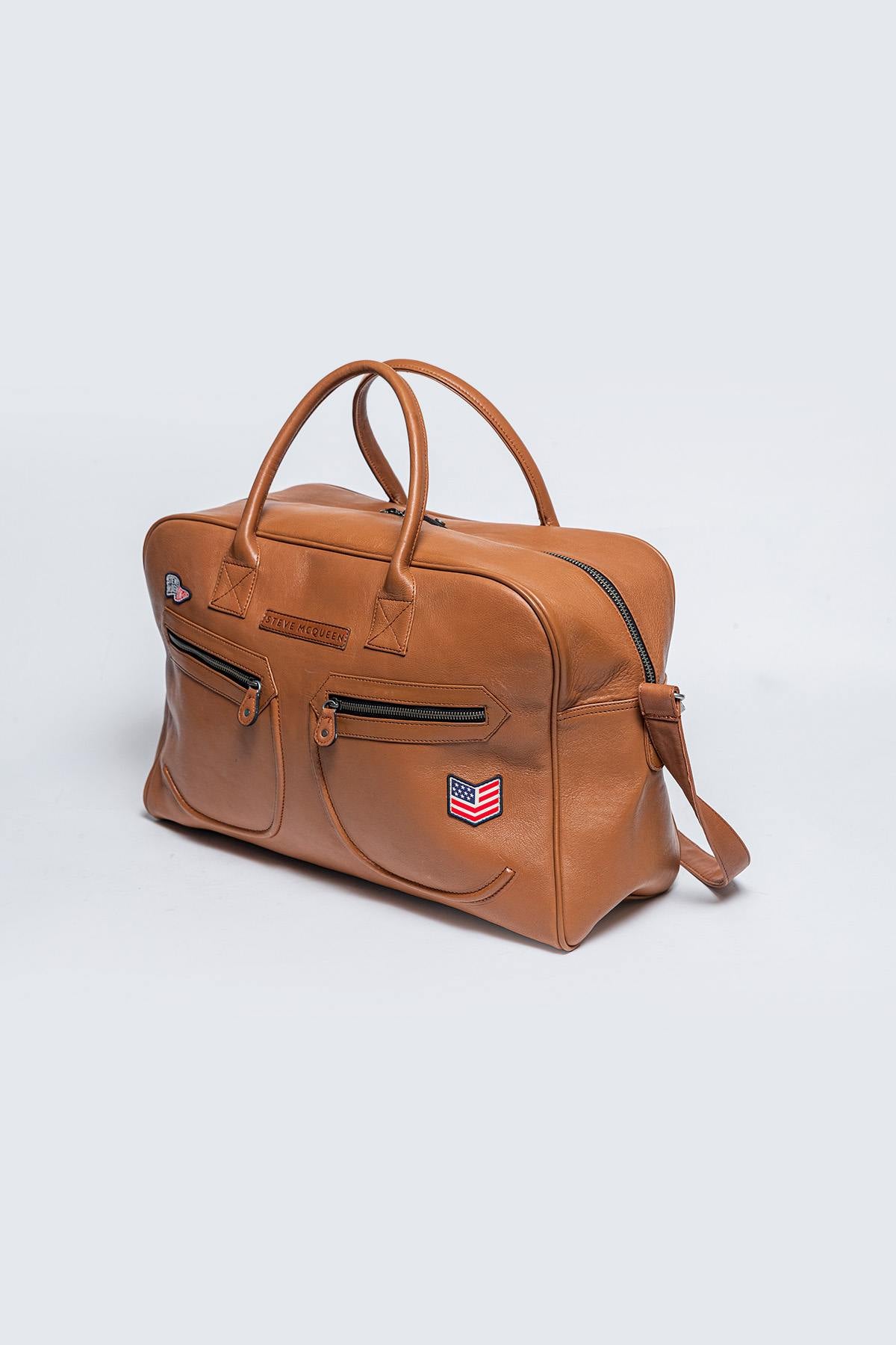 Brown leather weekend travel bag - Image n°2