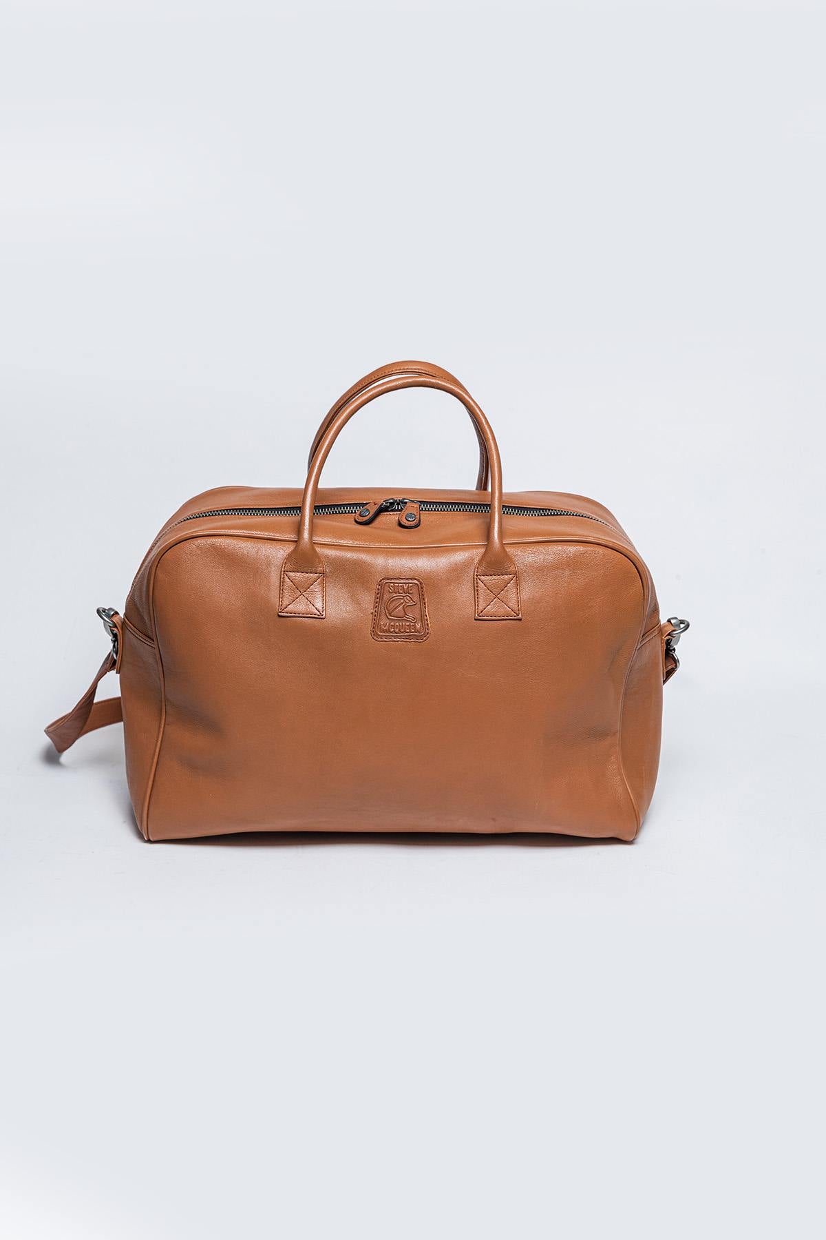 Brown leather weekend travel bag - Image n°3