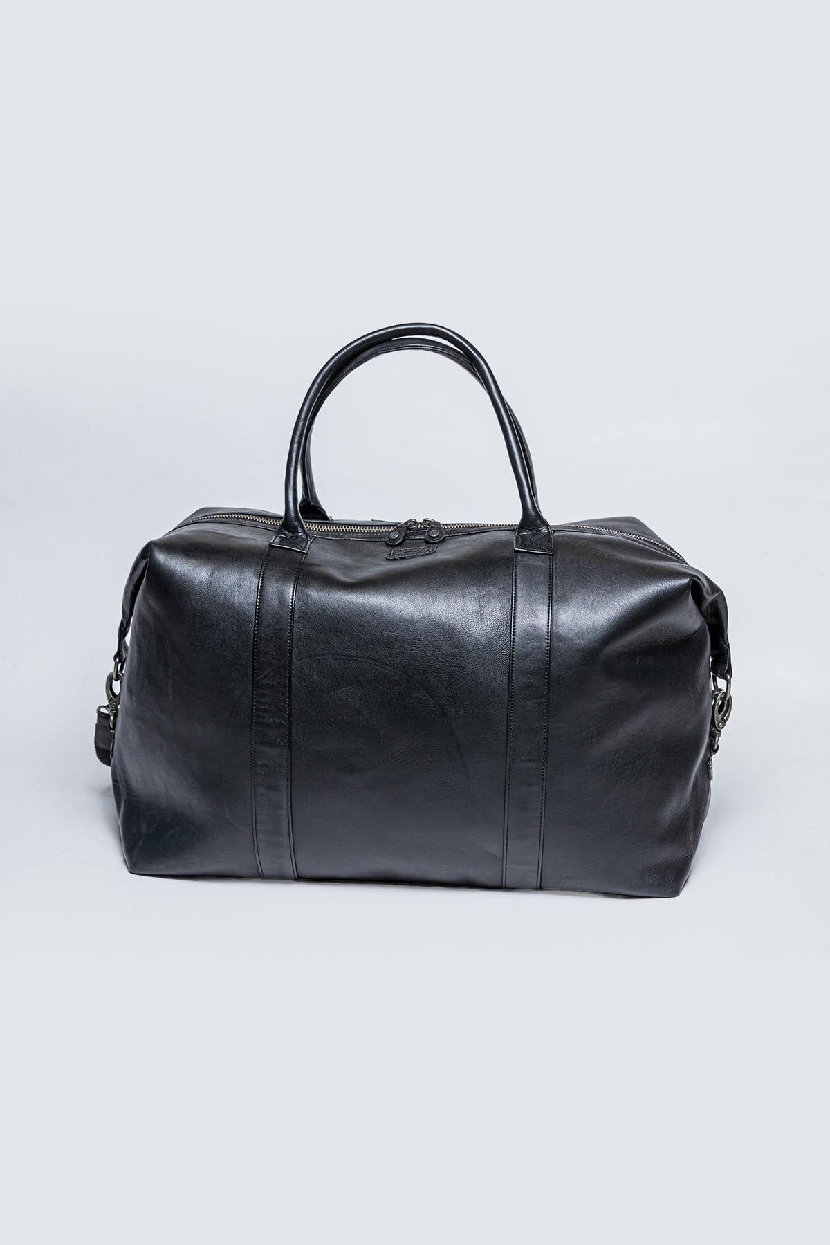 Large black leather travel bag - Image n°2