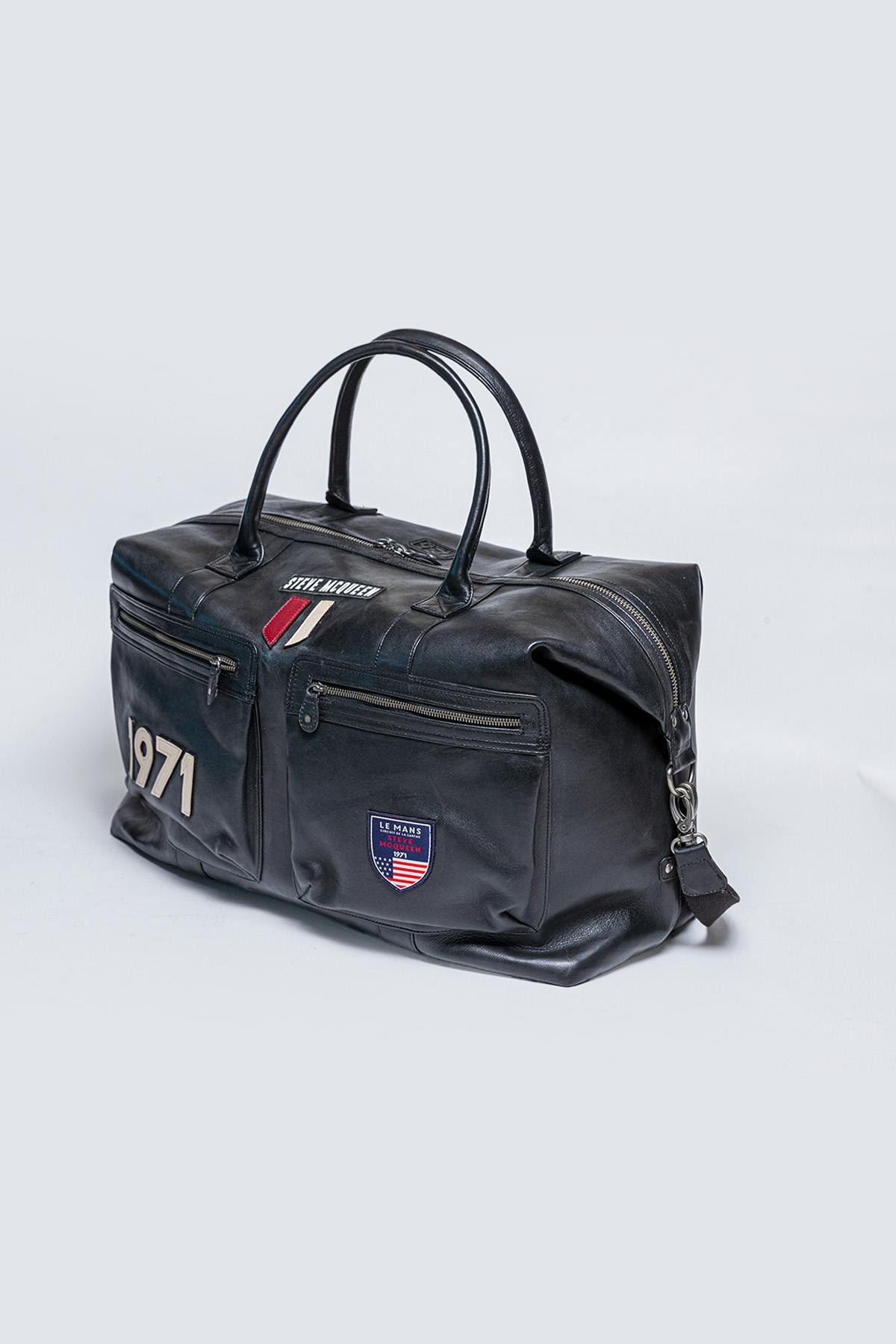 Large black leather travel bag - Image n°3