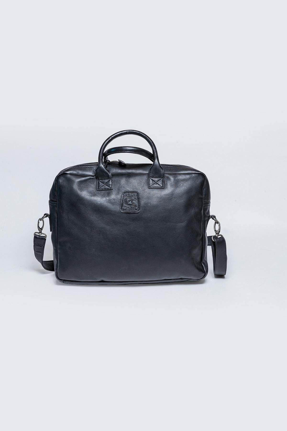 Steve McQueen black leather messenger bag - Image n°2