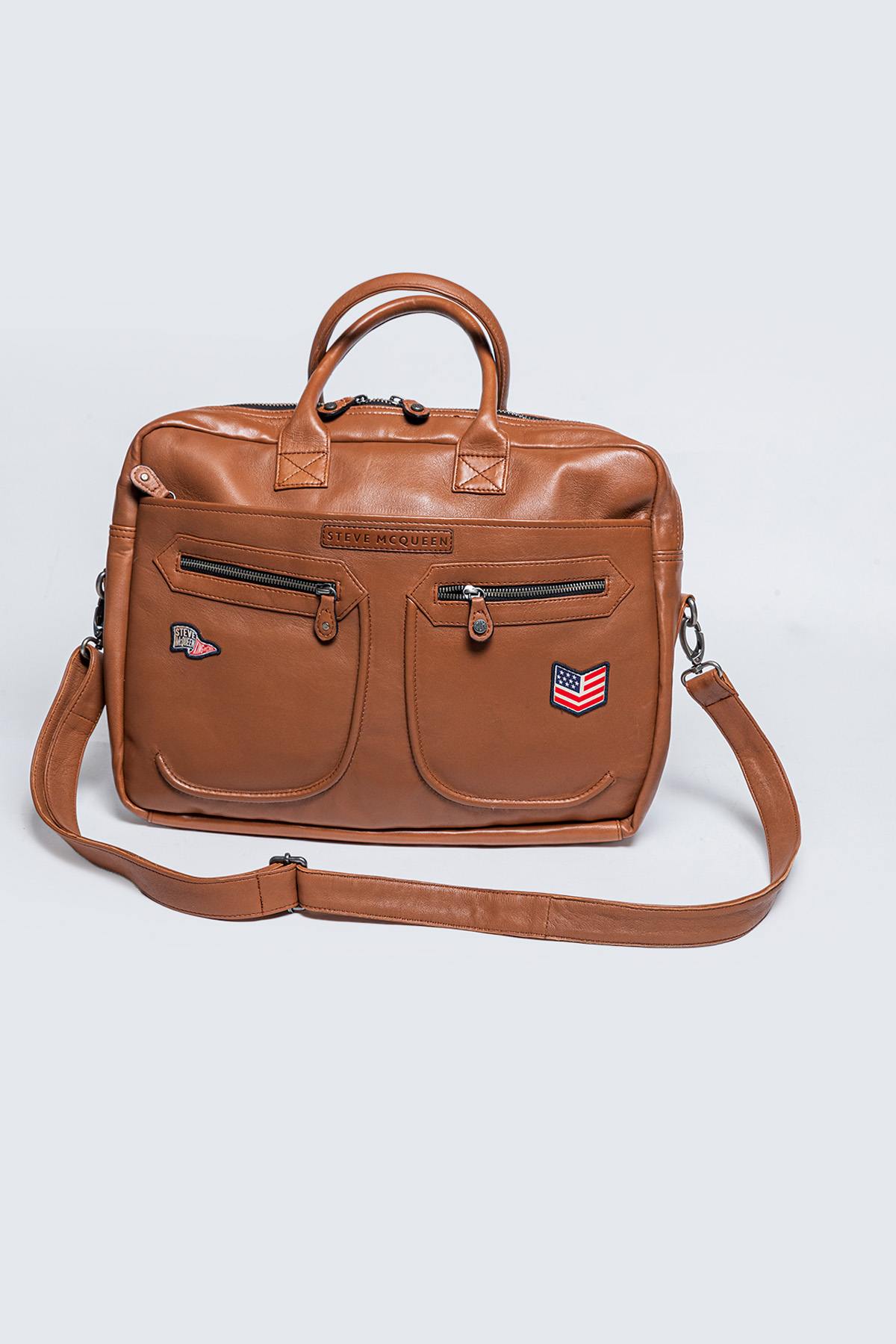 Steve McQueen brown leather messenger bag - Image n°1