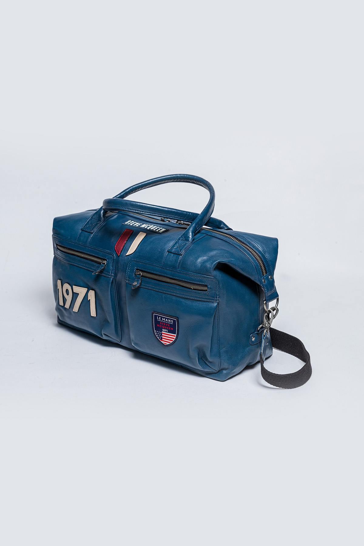 Blue leather weekend bag - Image n°2