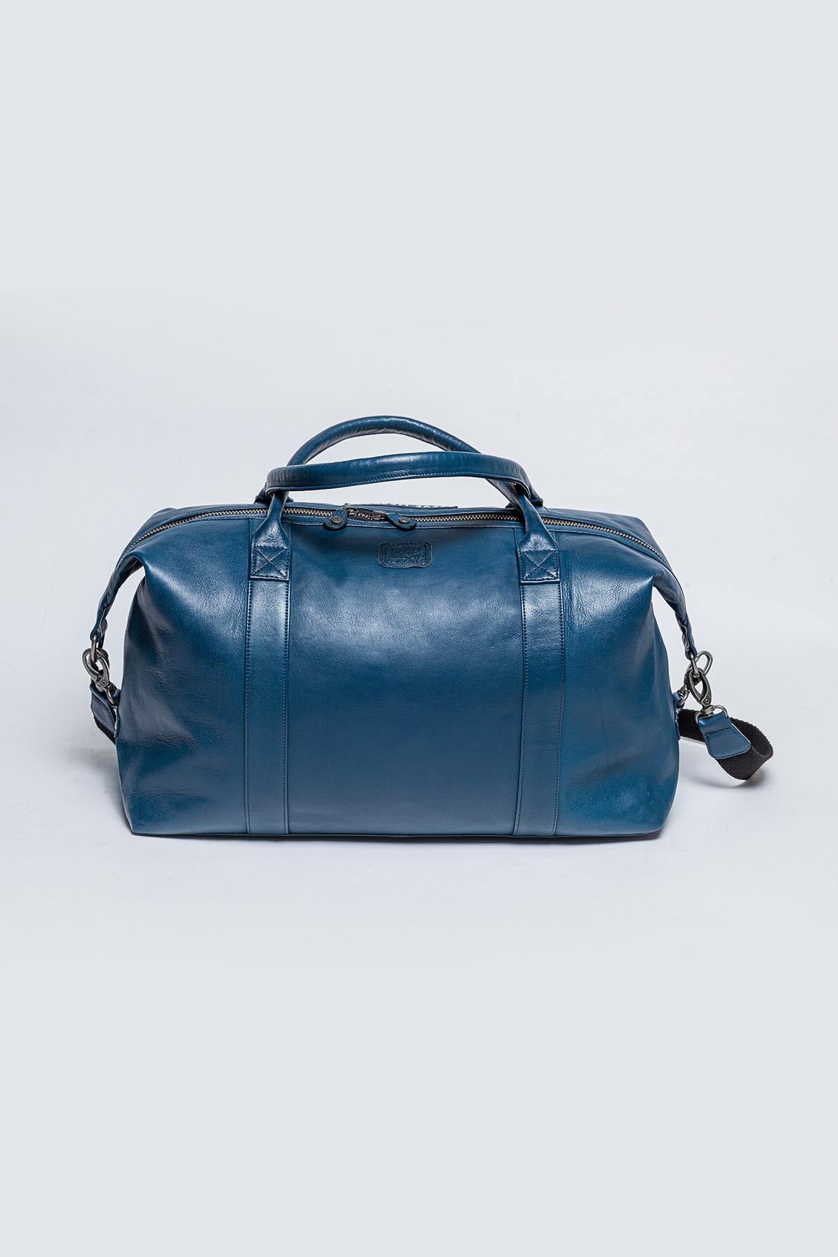 Blue leather weekend bag - Image n°3