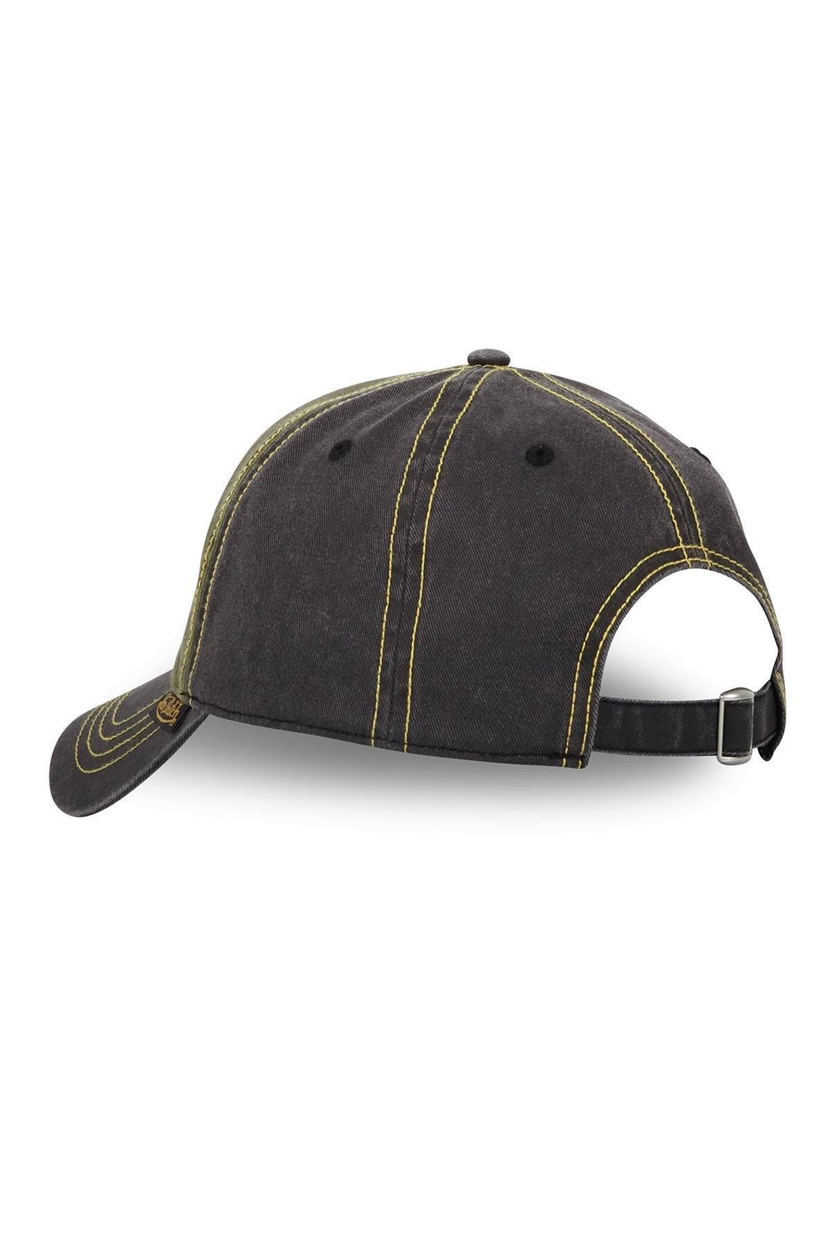 Khaki and black embroidered cotton cap - Image n°5