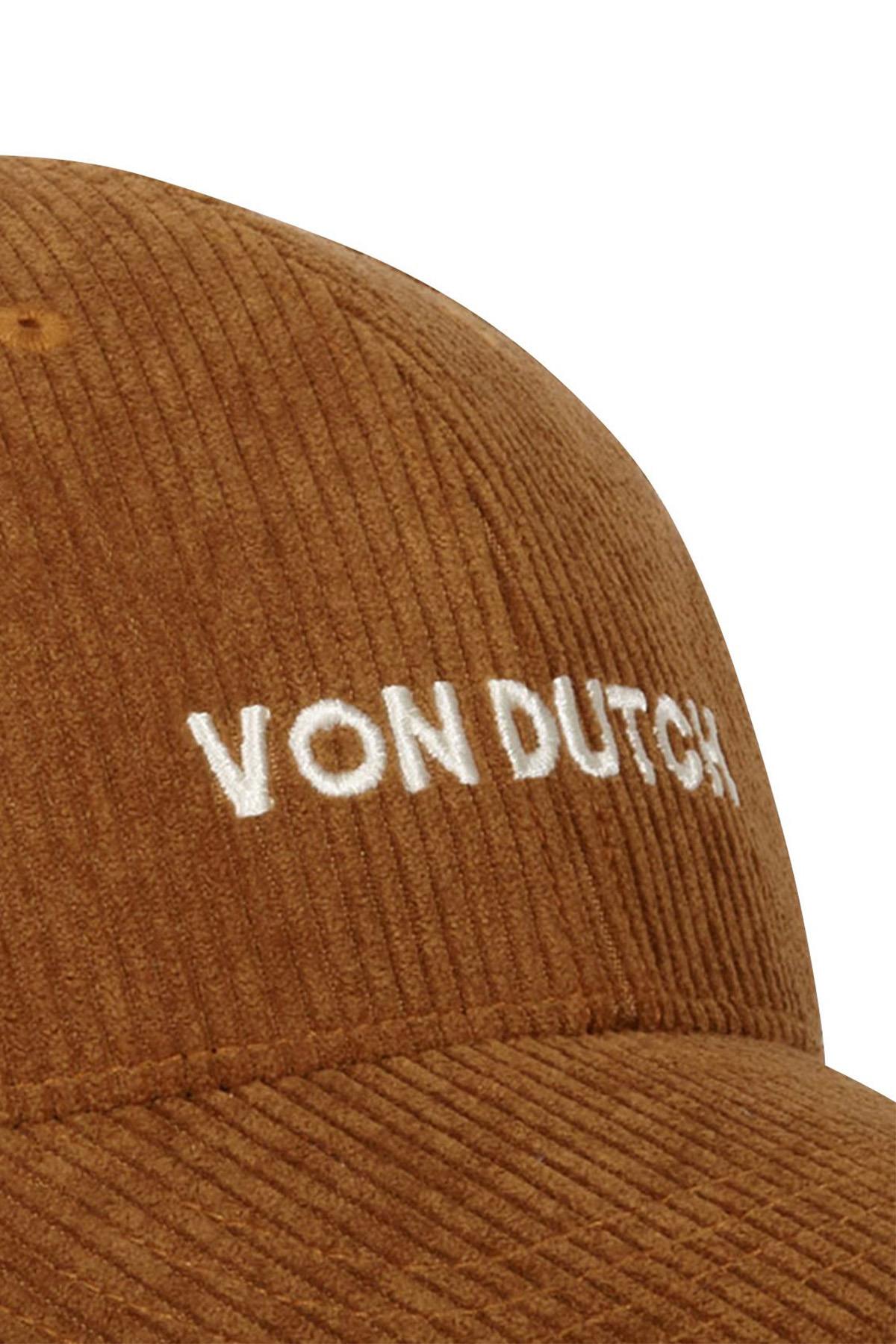 Brown embroidered corduroy cap - Image n°4