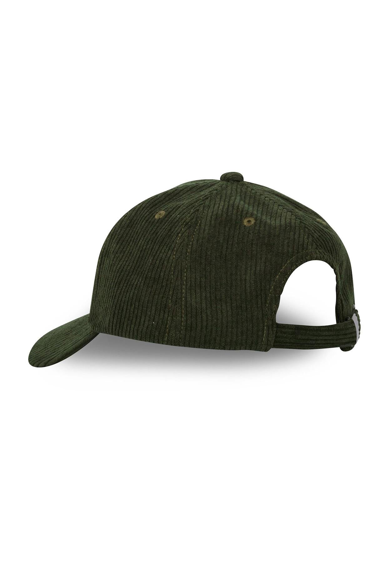 Khaki embroidered corduroy cap - Image n°3