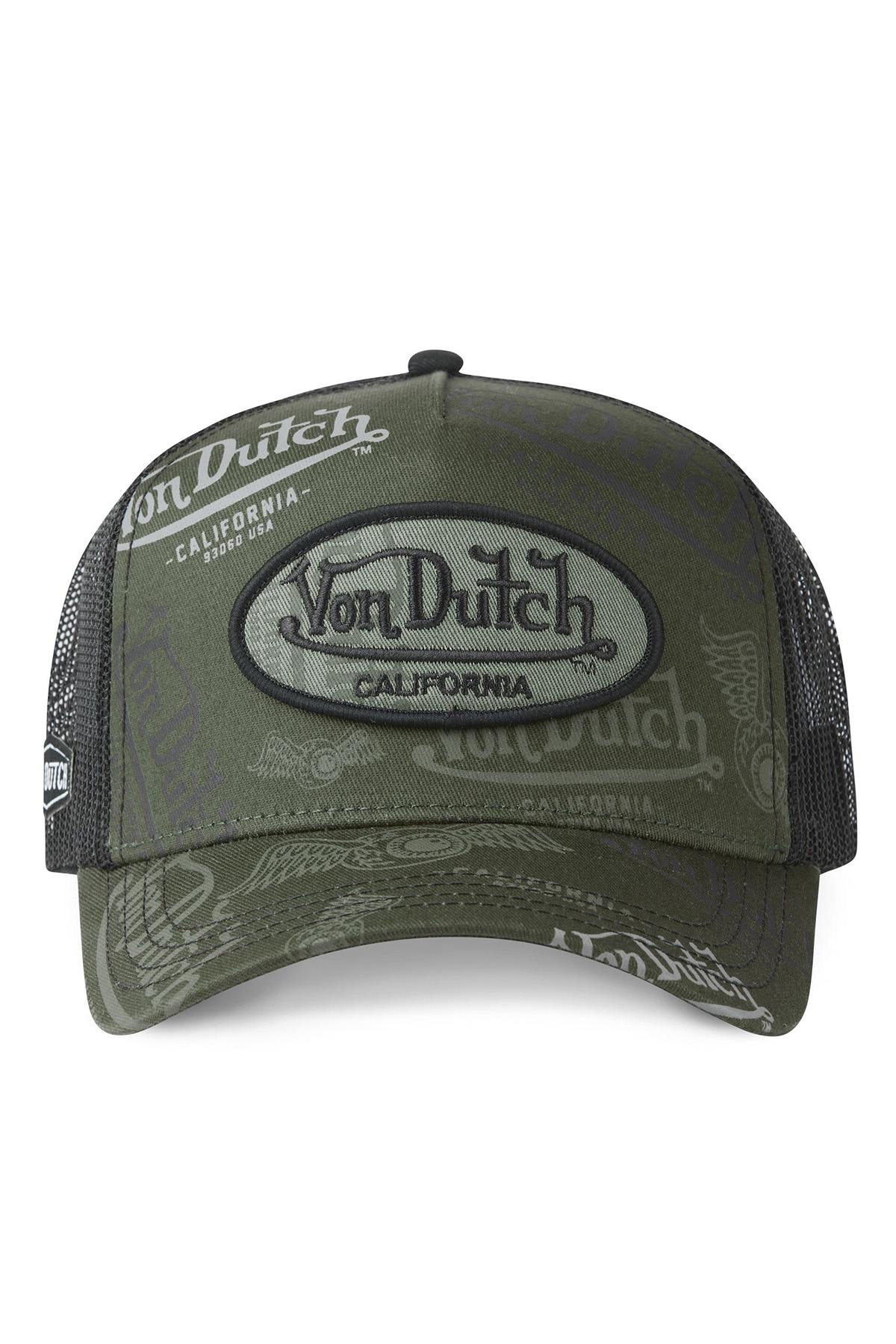 Khaki trucker cap with logo pattern - Image n°5