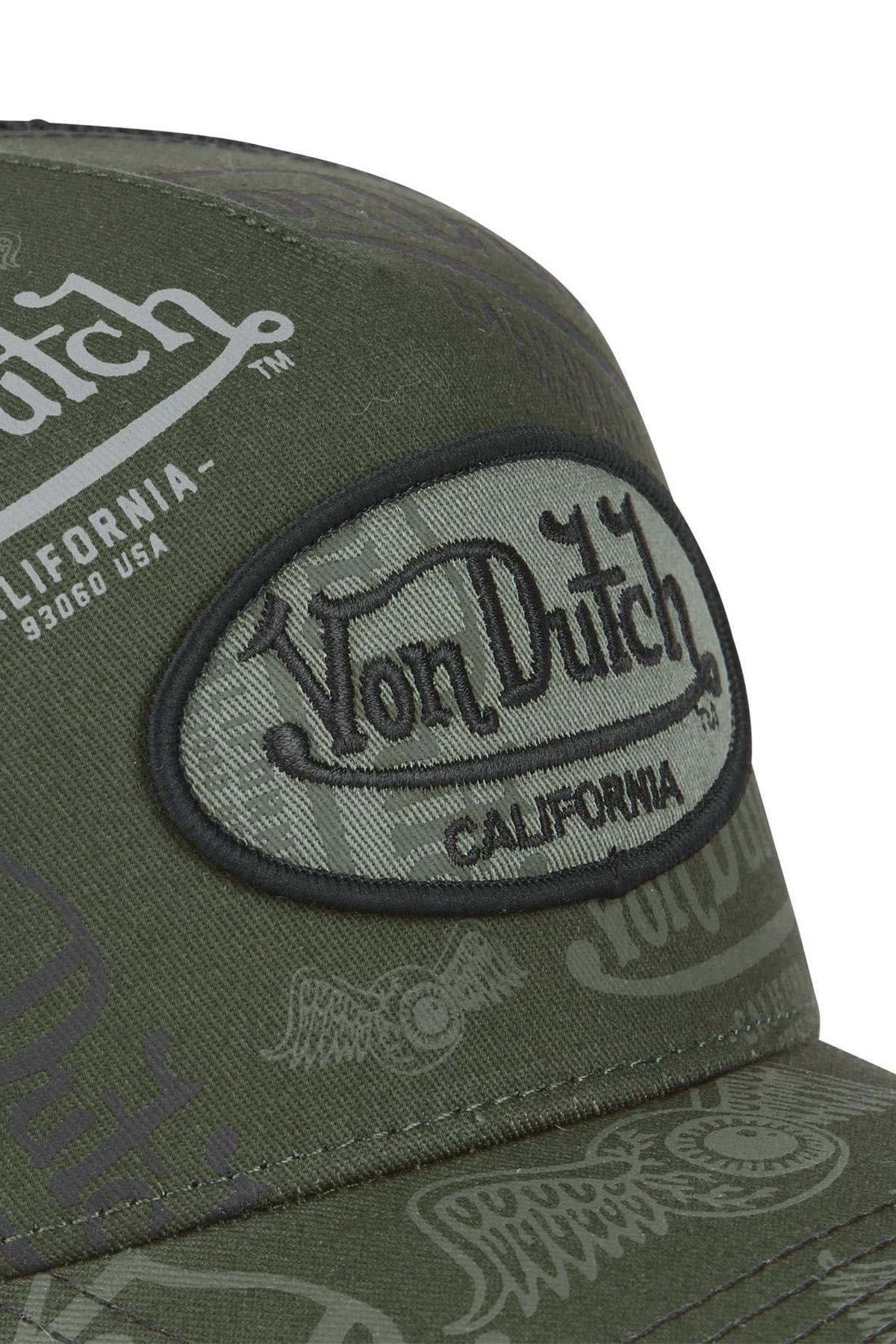 Khaki trucker cap with logo pattern - Image n°3