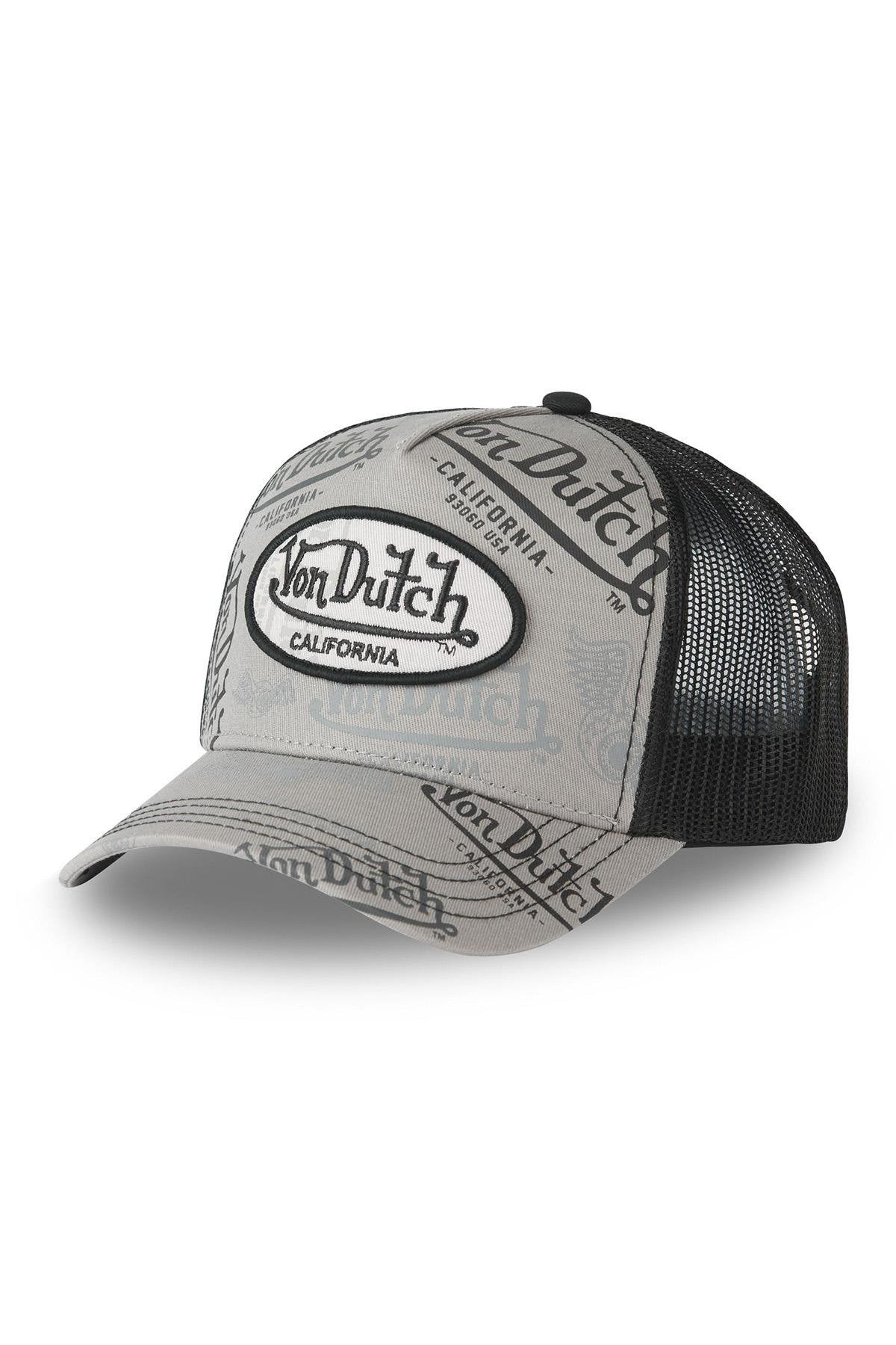 Grey trucker cap with logo pattern - Image n°1