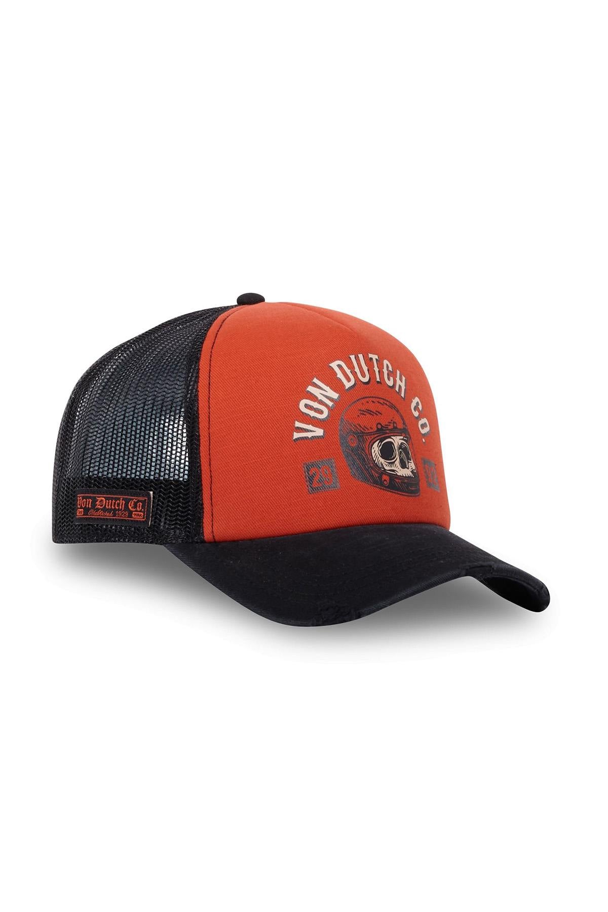 Orange and black biker trucker cap - Image n°3